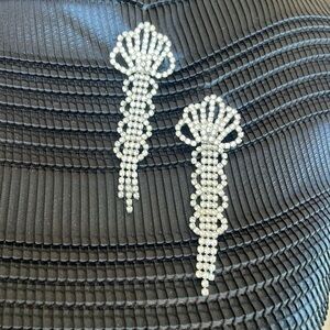 Holiday Glam Rhinestone Shoulder Duster Pierced Earrings